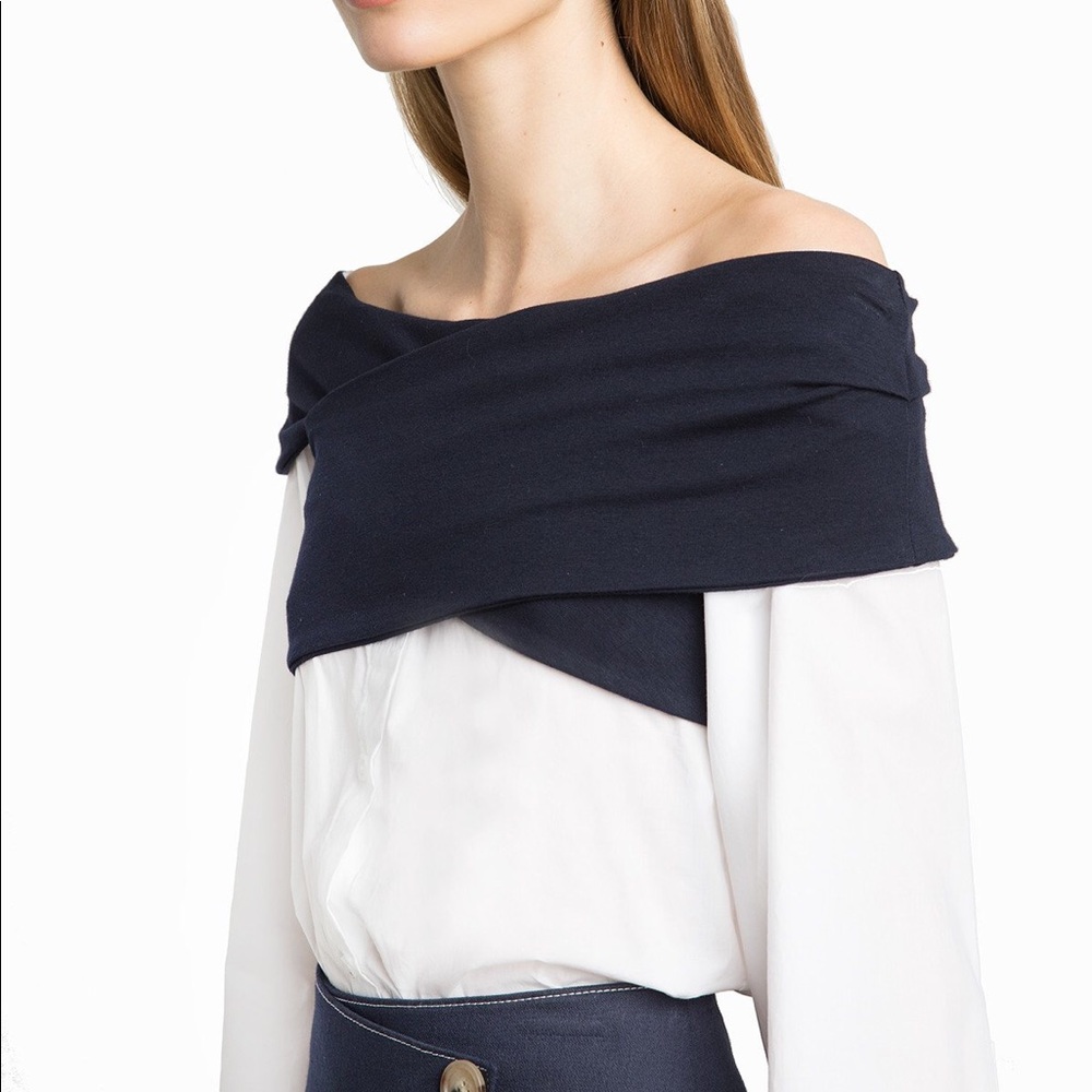 Pixie Market Cross Off Shoulder Button Down Shirt… - image 1